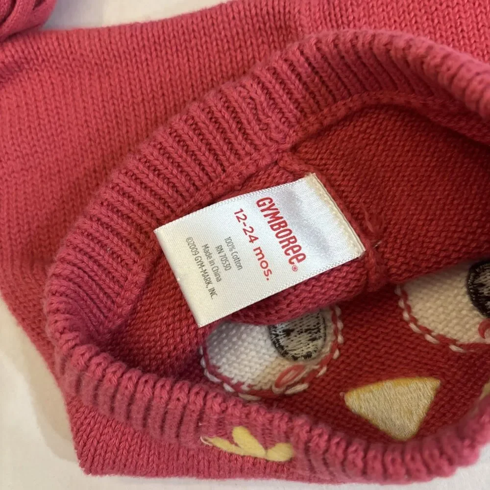 Gymboree Fall Homecoming Owl Pink Sweater Knit Hat 12-24M Cute!  RARE HTF **READ
